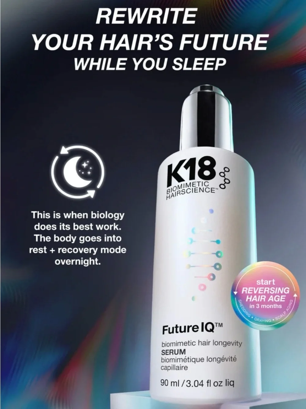 K18 Future IQ Biomimetic Hairscience Hair Longevity Serum 3.04 fl oz Authentic